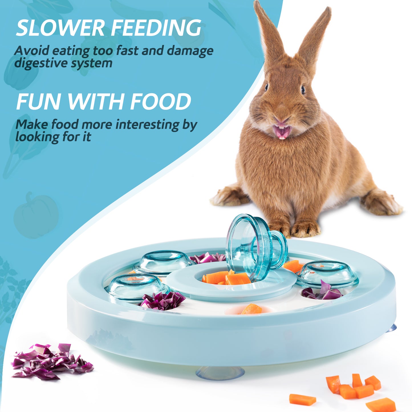 Antidious Interactive Pet Treat Game Rabbit Toys,Ferrets Toys, Slow Feeder function benefit for digestion, keep pet's mind active and alert,blue