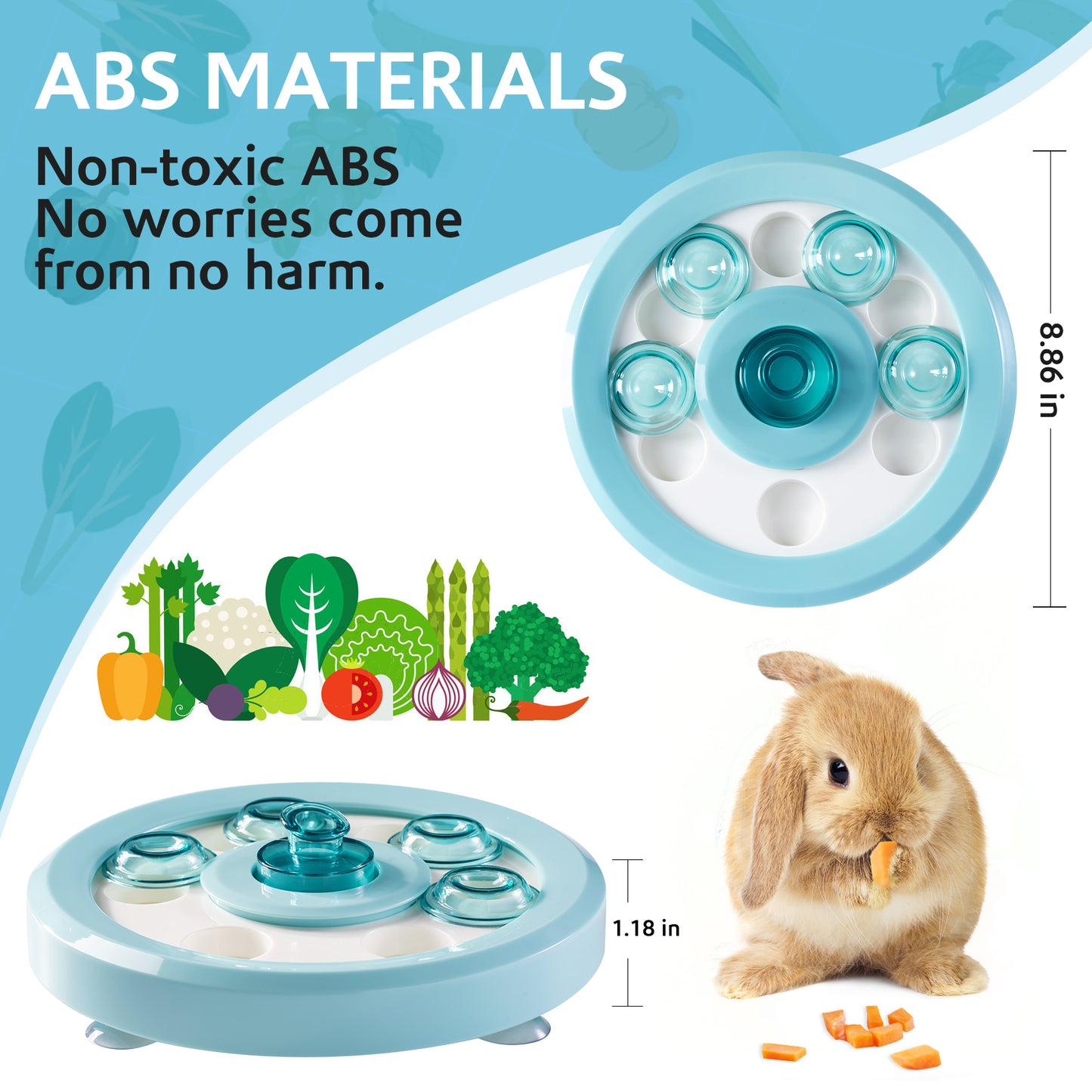 Antidious Interactive Pet Treat Game Rabbit Toys,Ferrets Toys, Slow Feeder function benefit for digestion, keep pet's mind active and alert,blue